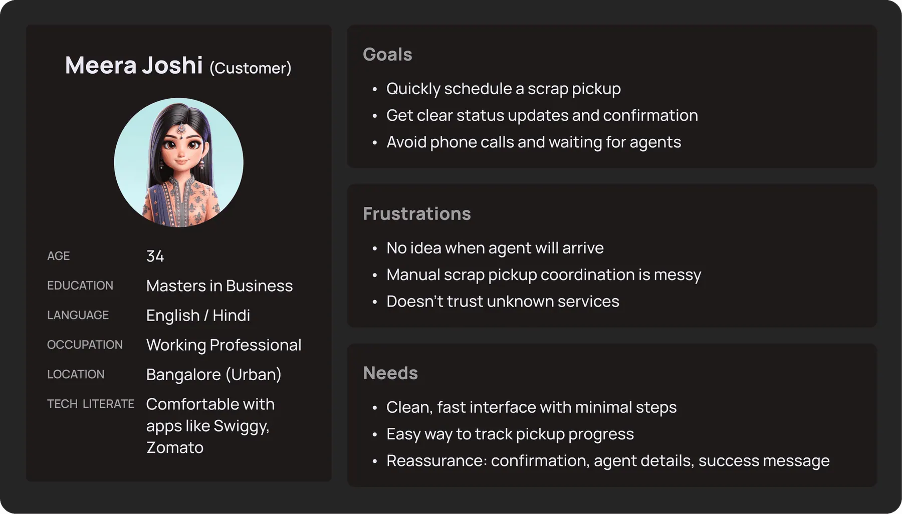 Customer persona - Meera Joshi